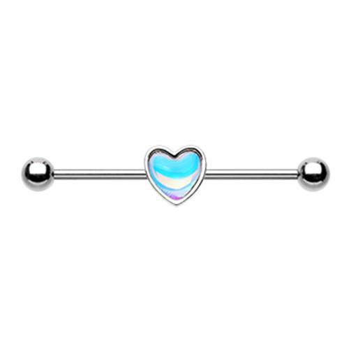 Simple Revo Heart Inlay Industrial Barbell - 1 Piece