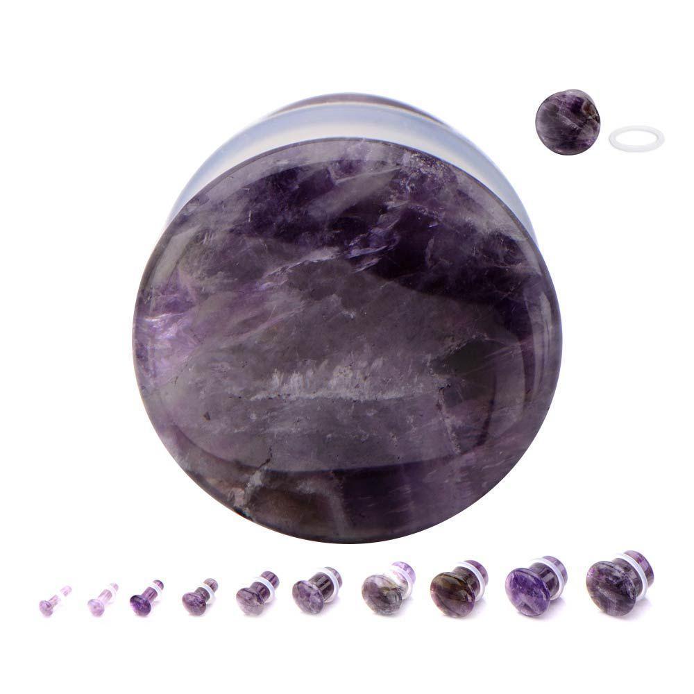 Plugs Earrings - Single Flare Single Flare Amethyst Plugs sbvpstn2sfa - 1 Pair -Rebel Bod-RebelBod