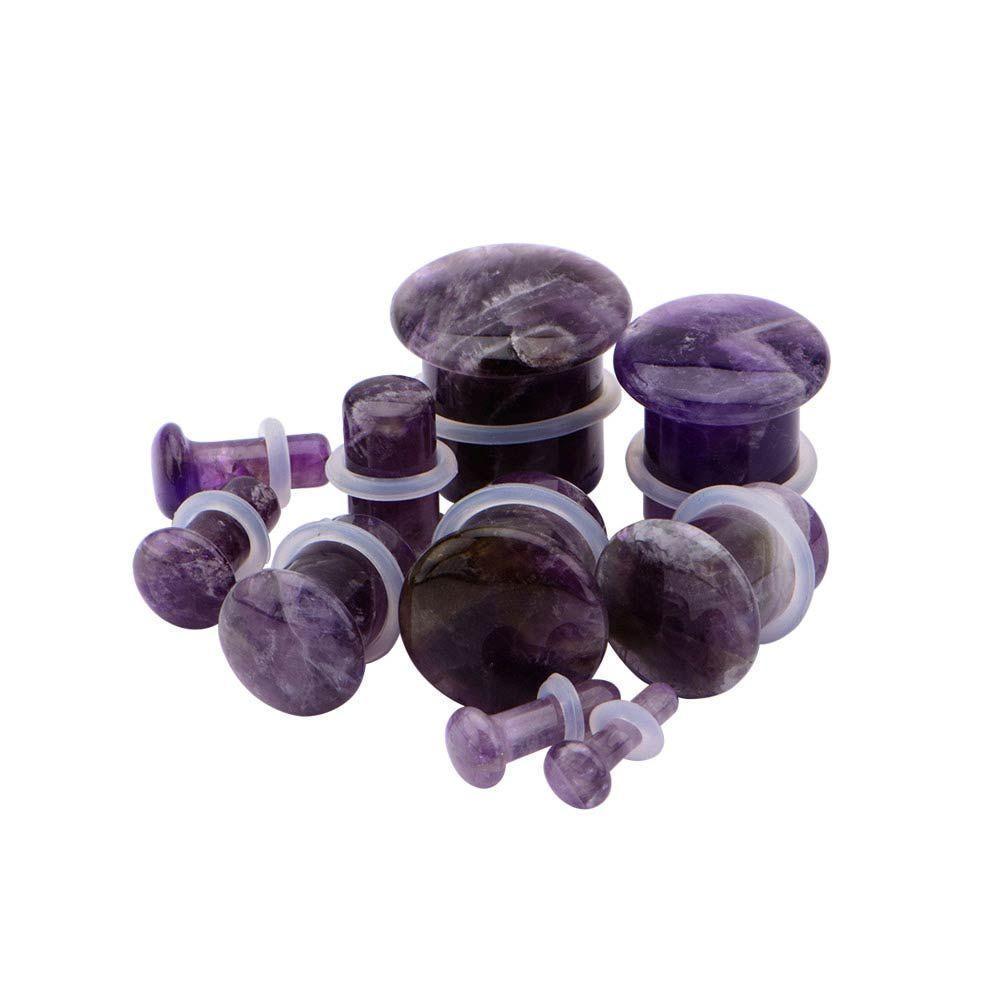 Plugs Earrings - Single Flare Single Flare Amethyst Plugs sbvpstn2sfa - 1 Pair -Rebel Bod-RebelBod