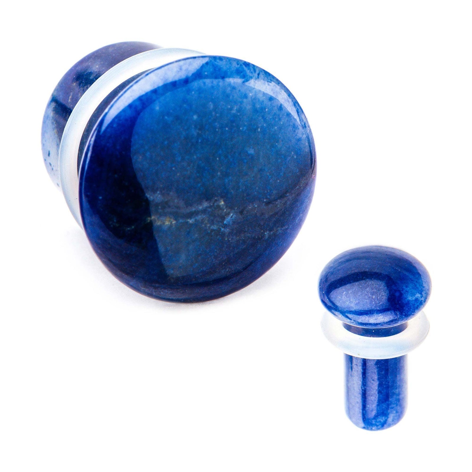 Single Flare Blue Aventurine Stone Plugs - 1 Pair