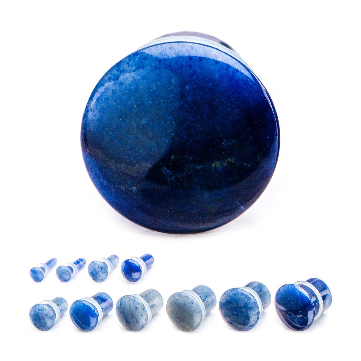 Single Flare Blue Aventurine Stone Plugs - 1 Pair