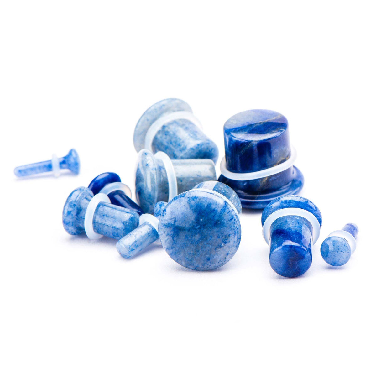 Single Flare Blue Aventurine Stone Plugs - 1 Pair