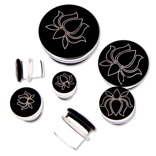 Single Flare Plug Color Front W/ Silver Lotus Decal - 1 Piece #SPLT#2
