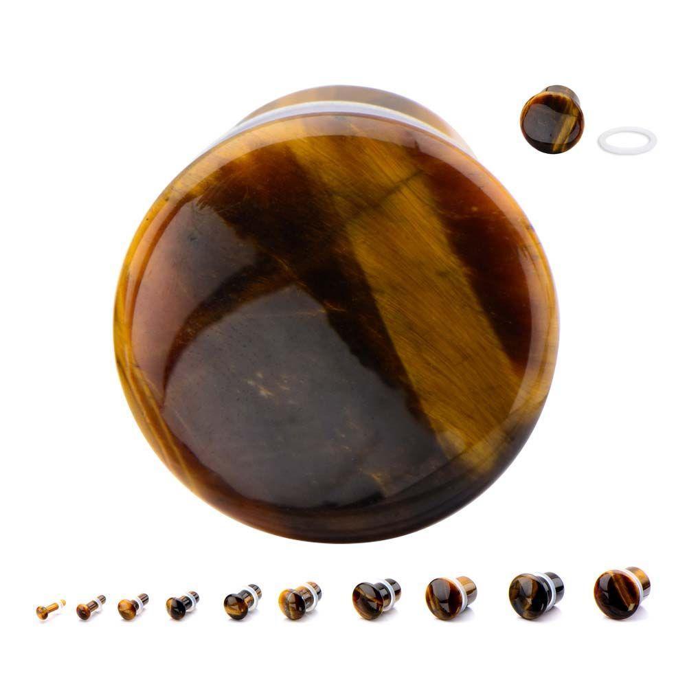 Plugs Earrings - Single Flare Single Flare Tiger Eye Plugs sbvpstn2sfte - 1 Pair -Rebel Bod-RebelBod