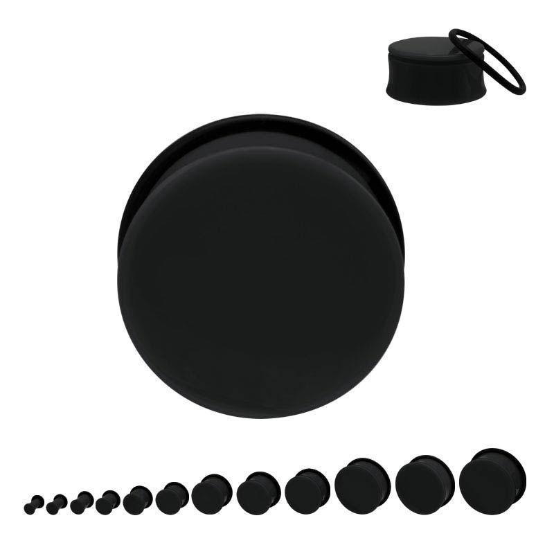Plugs Earrings - Single Flare Single Flared Black Acrylic Plugs - 1 Pair sbvpusfk -Rebel Bod-RebelBod