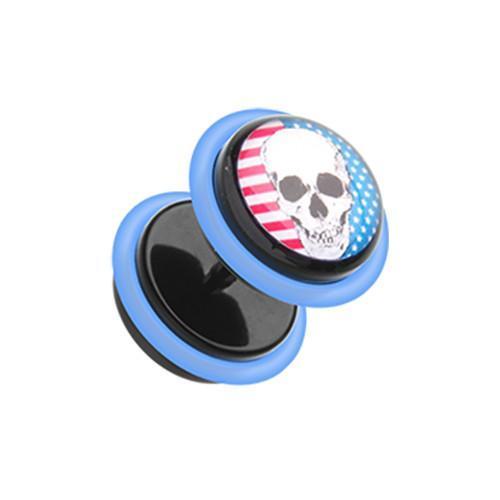 Skull Americana Acrylic Fake Plug w/ O-Rings - 1 Pair