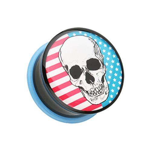 Skull Americana Single Flared Ear Gauge Plug - 1 Pair