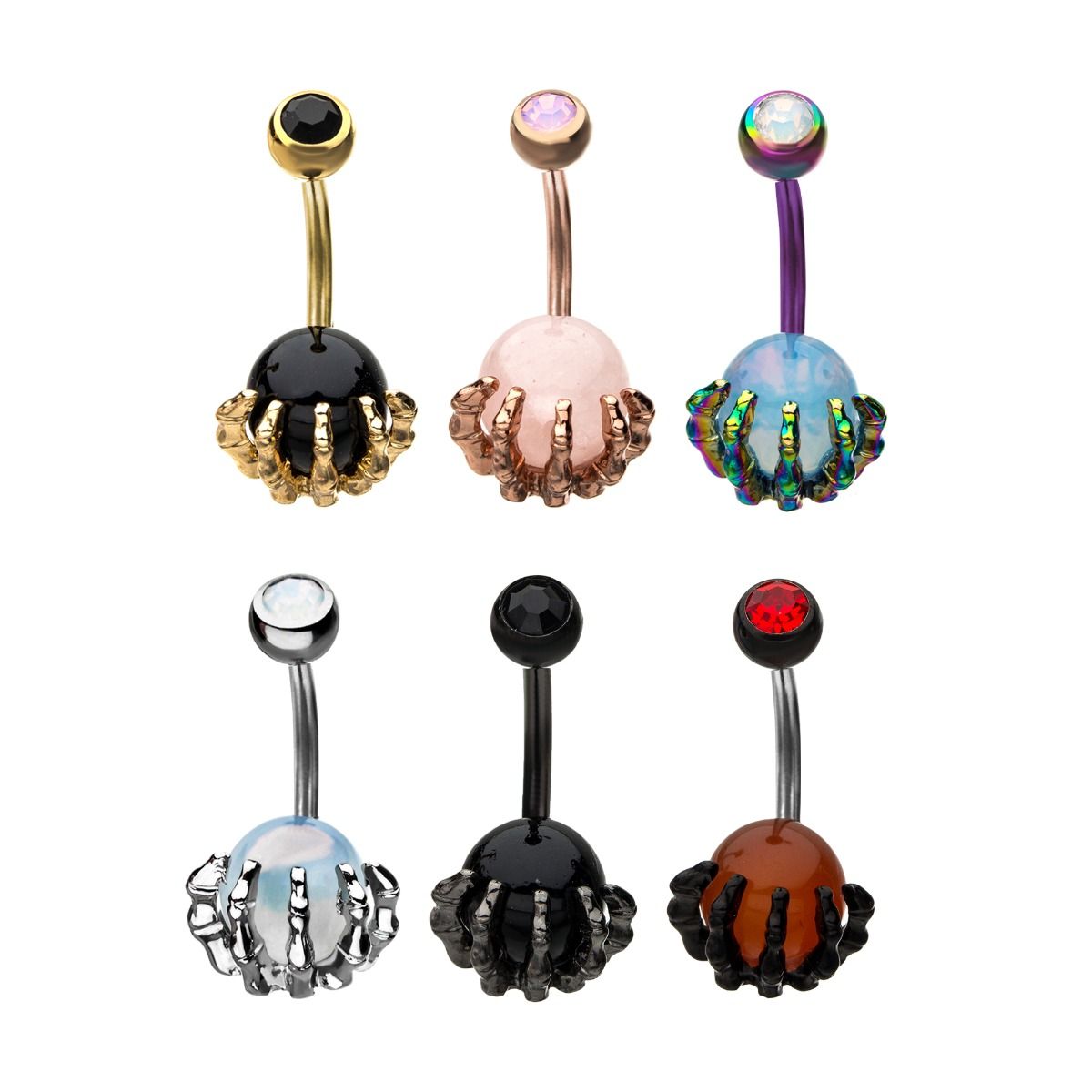 Belly Skull Hand Gem Ball Fixed Navel -Rebel Bod-RebelBod