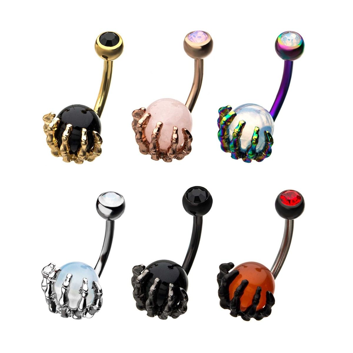 Belly Skull Hand Gem Ball Fixed Navel -Rebel Bod-RebelBod
