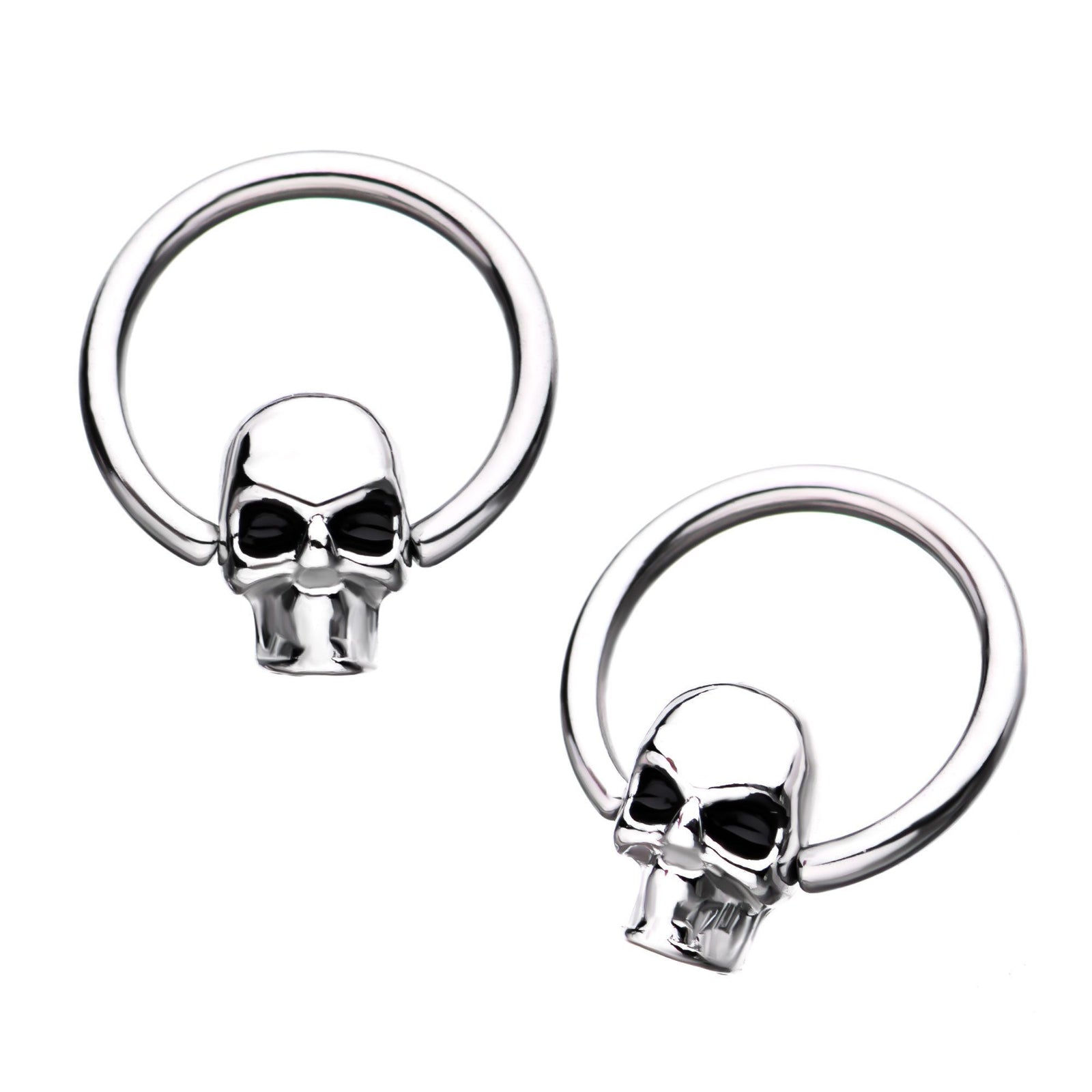 Skull Head Captive Bead Rings sbvrsskl-pr