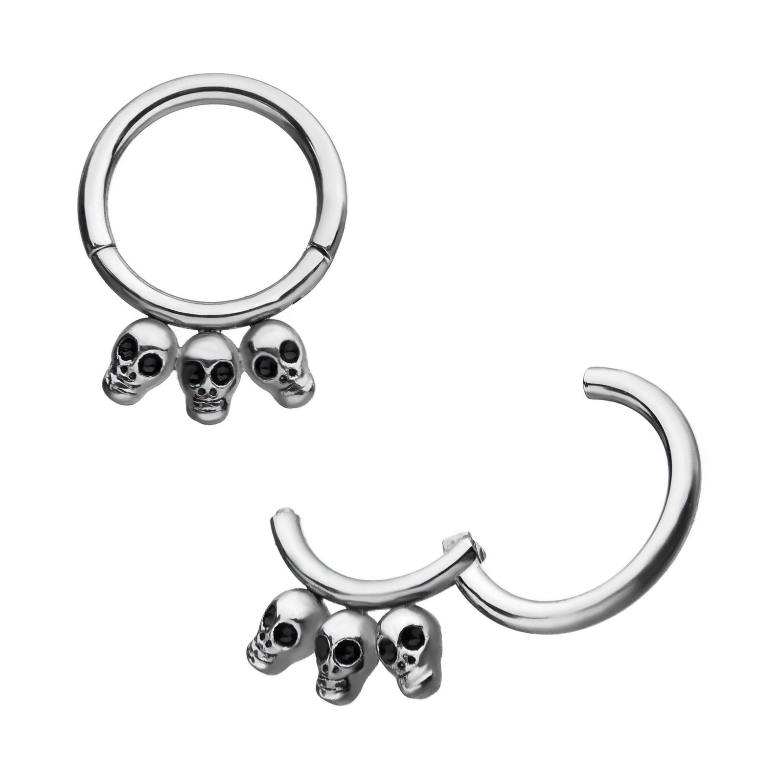 Skull Clicker Hinged Segment Ring