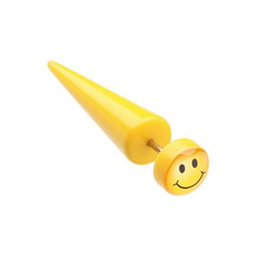 Smiley Yellow Acrylic Fake Taper - 1 Pair