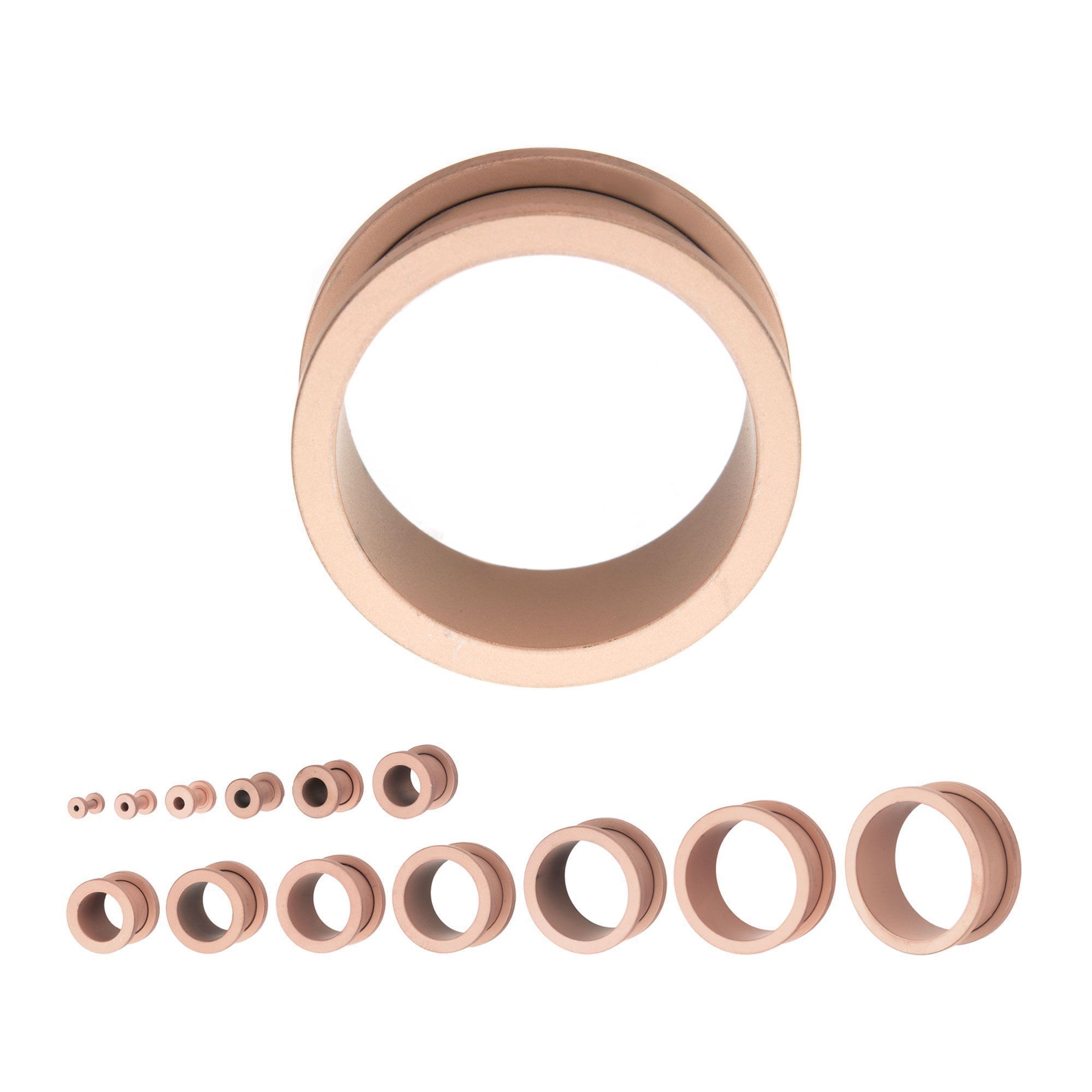 Tunnels - Double Flare Smooth Matte Finish Rose Gold Plated Screw Fit Tunnel Plugs - 1 Pair  sbvptmrgs -Rebel Bod-RebelBod