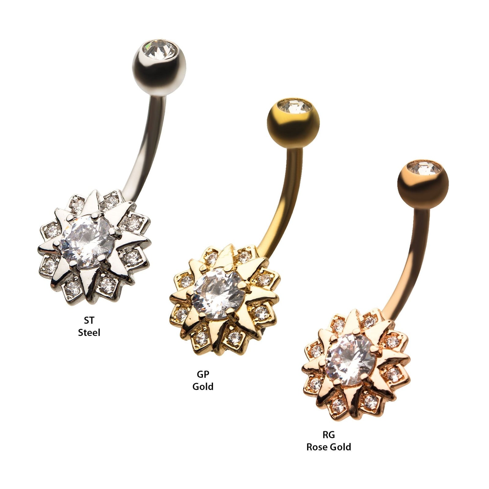 Belly Snowflake CZ Fixed Navel -Rebel Bod-RebelBod