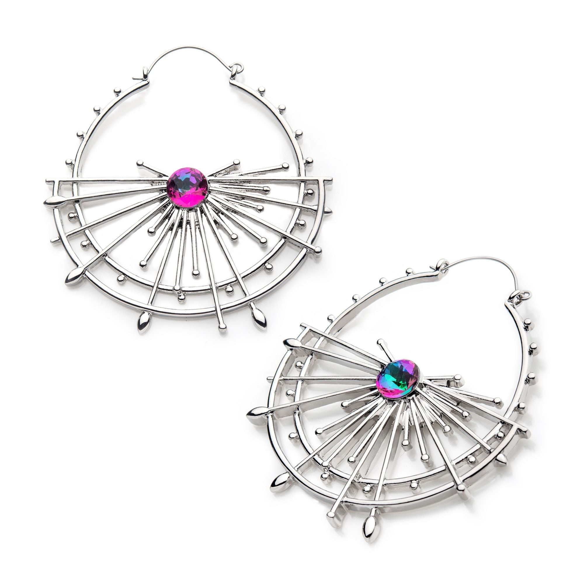 Solar Flare Vitrail Medium Gem Plug Hoops -Rebel Bod-RebelBod