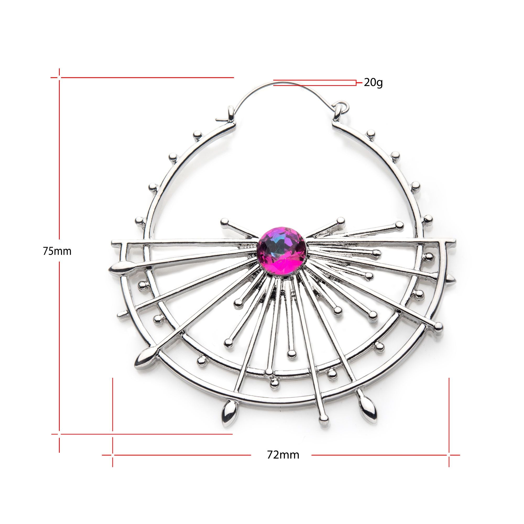 Solar Flare Vitrail Medium Gem Plug Hoops -Rebel Bod-RebelBod