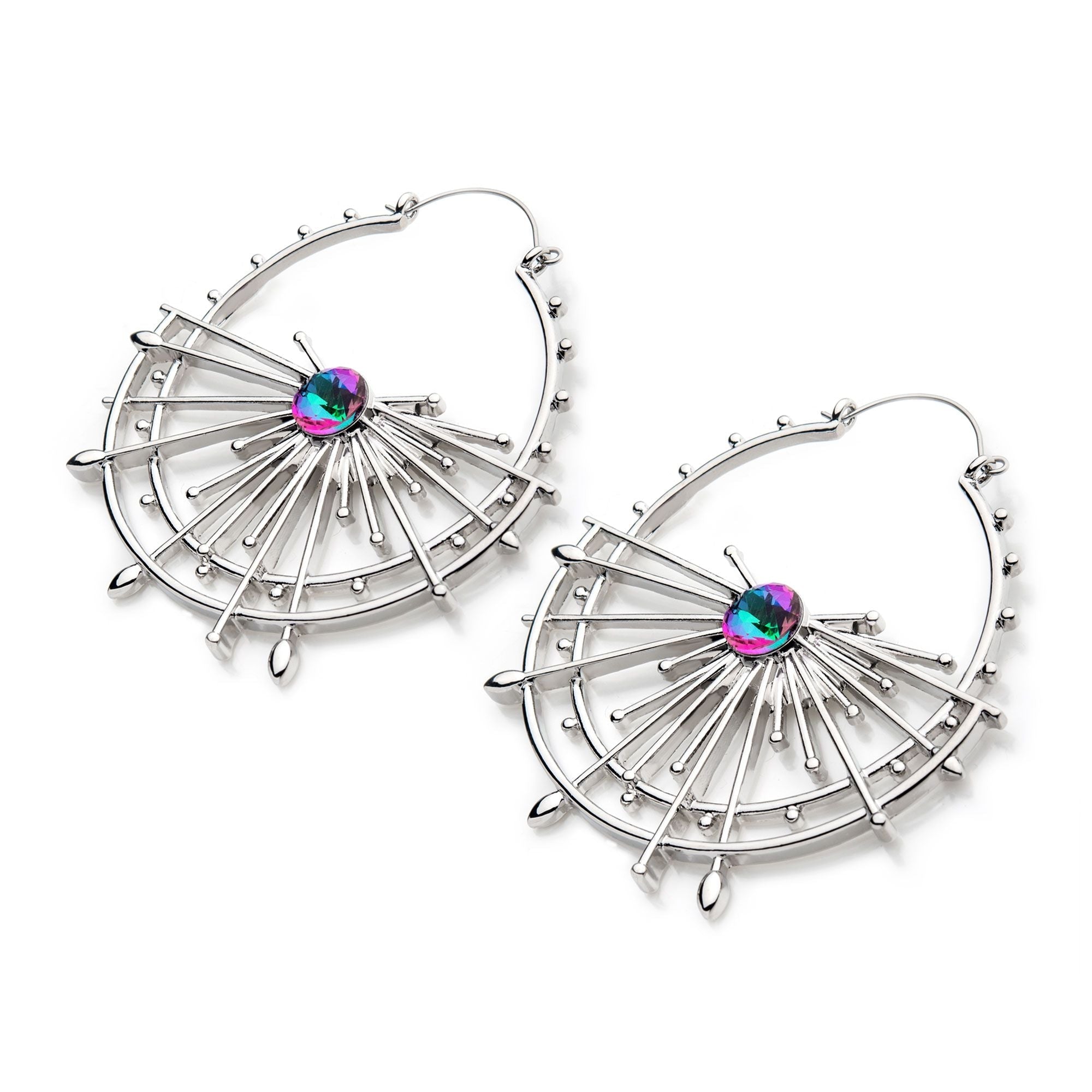 Solar Flare Vitrail Medium Gem Plug Hoops -Rebel Bod-RebelBod