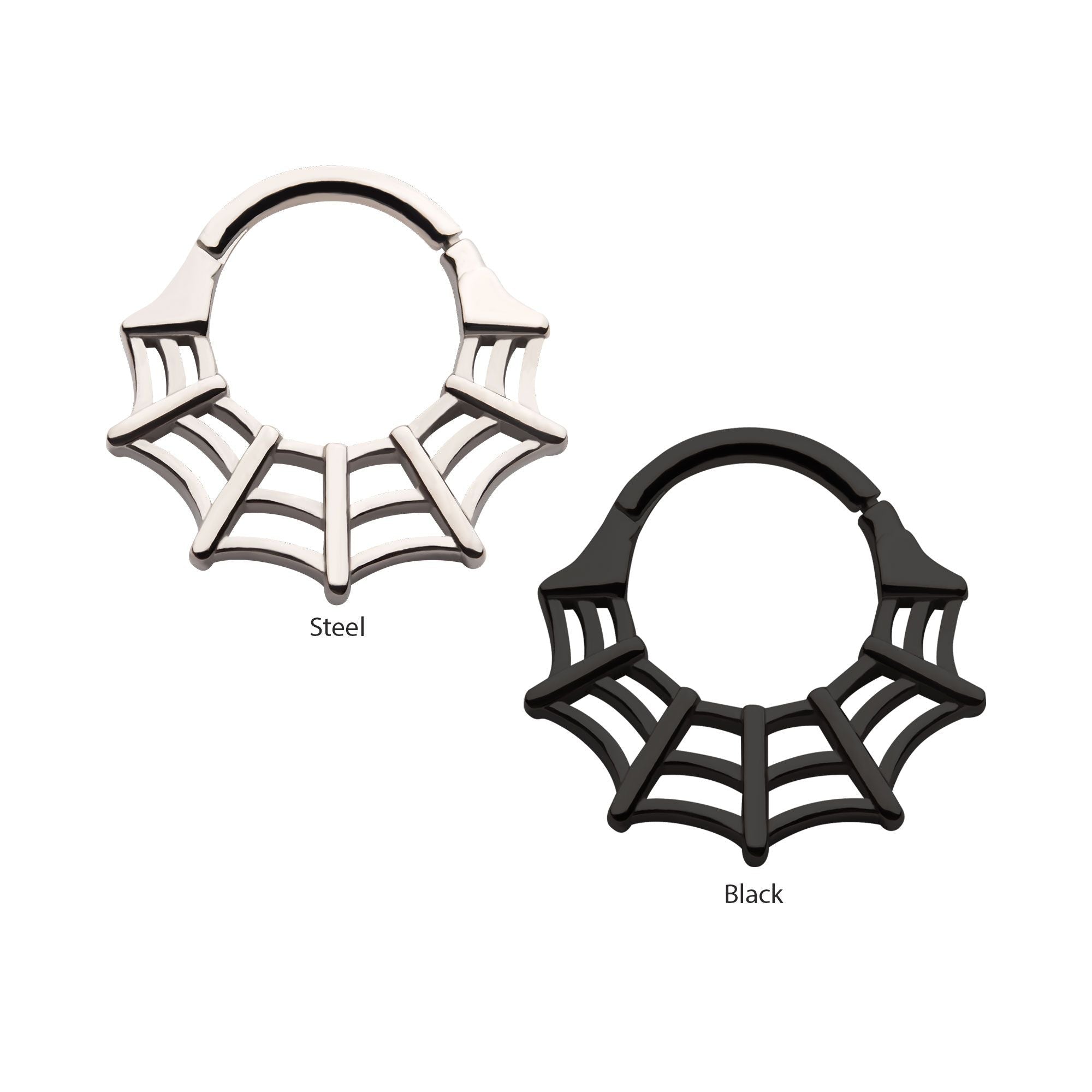 Clicker - Cartilage | Septum Spider Web Front Facing Hinged Segment Clicker - 1 Piece -Rebel Bod-RebelBod