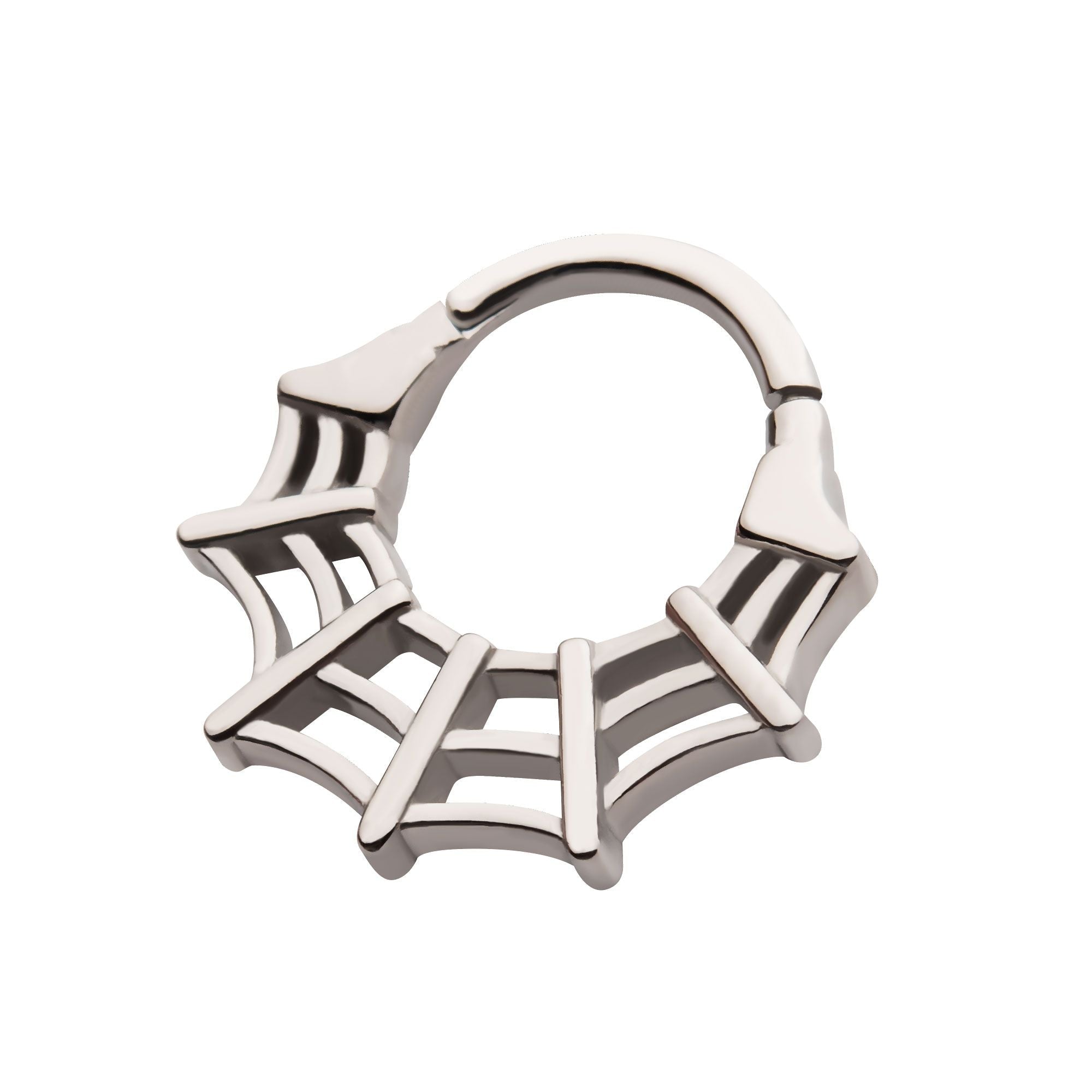 Clicker - Cartilage | Septum Spider Web Front Facing Hinged Segment Clicker - 1 Piece -Rebel Bod-RebelBod