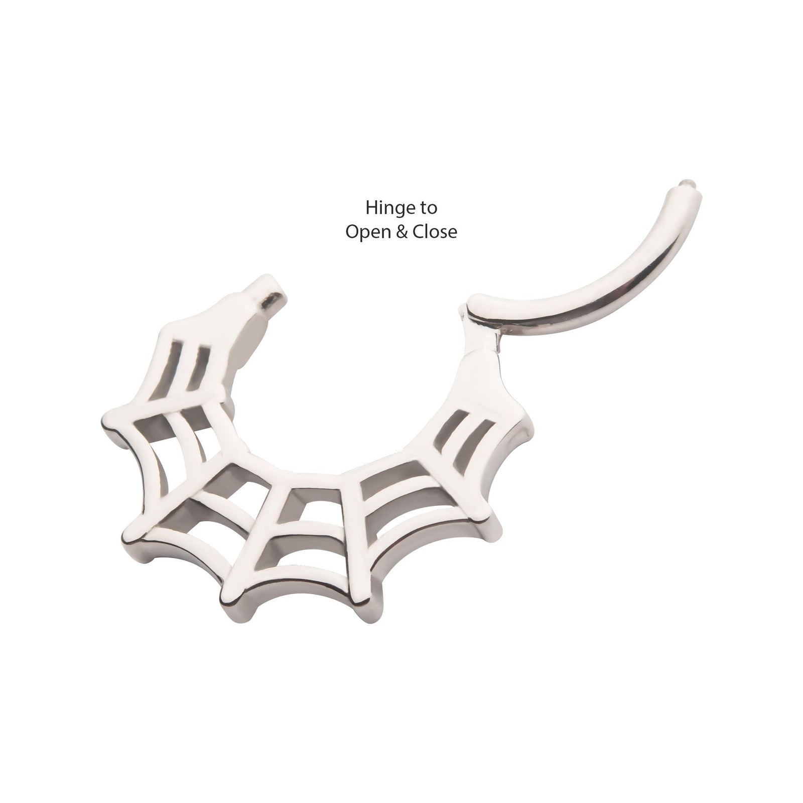 Clicker - Cartilage | Septum Spider Web Front Facing Hinged Segment Clicker - 1 Piece -Rebel Bod-RebelBod