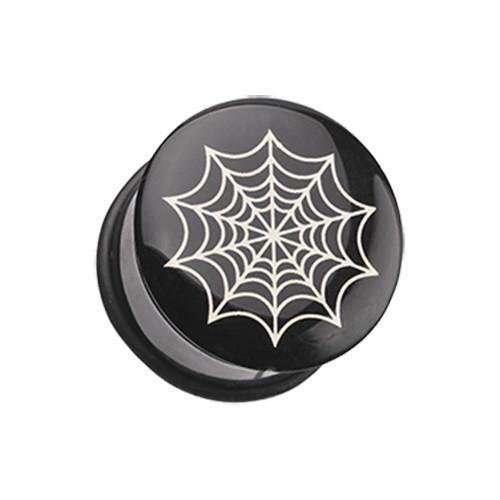 Spider Web Single Flared Ear Gauge Plug - 1 Pair