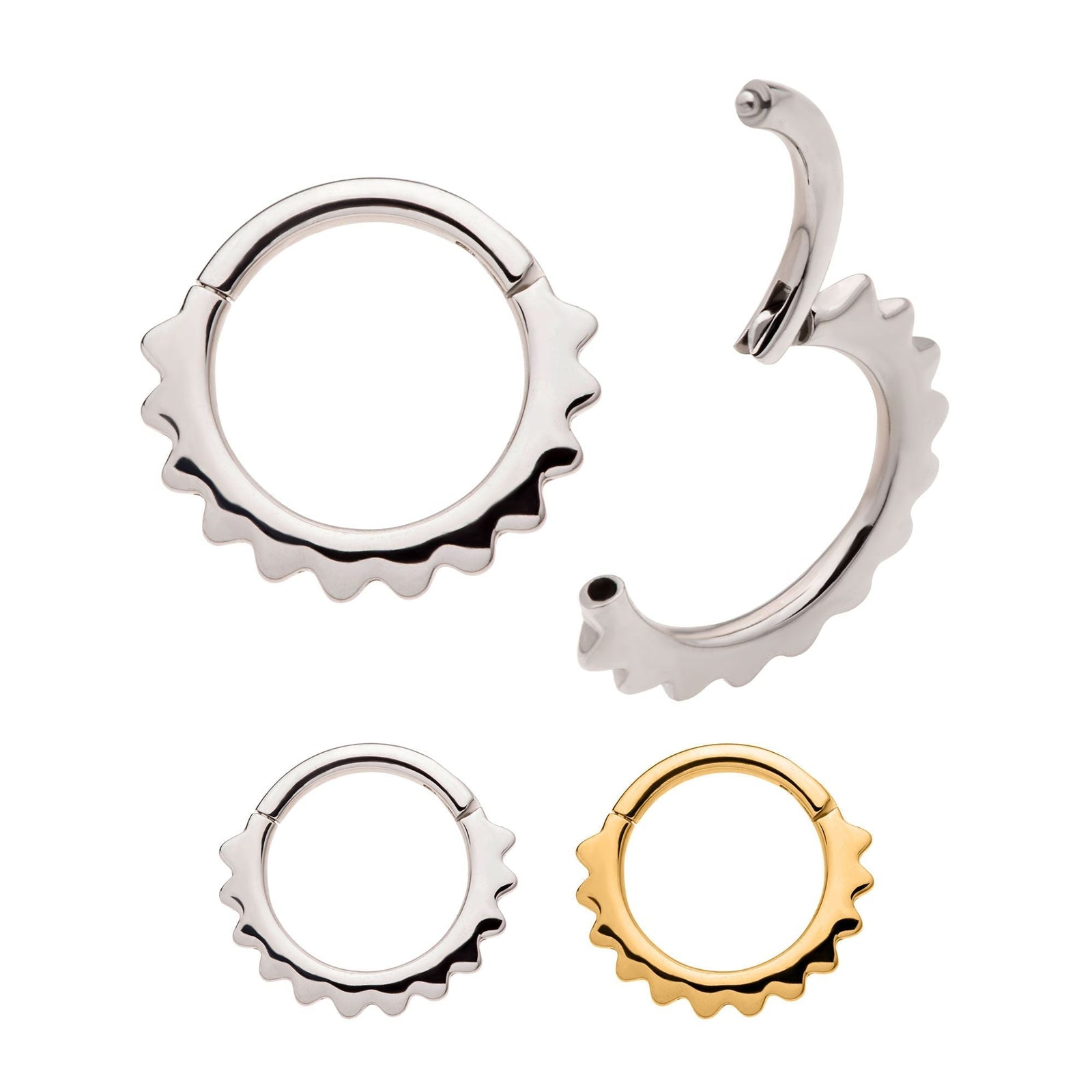 Clicker - Cartilage | Septum Spike Edge Front Facing Hinged Segment Clicker Short - 1 Piece -Rebel Bod-RebelBod