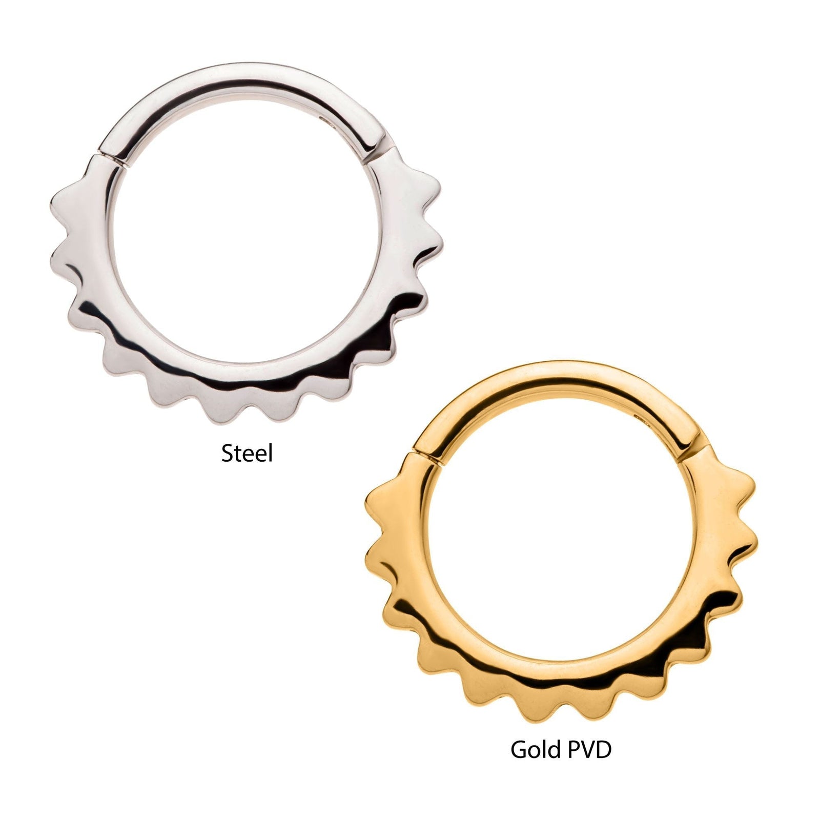 Clicker - Cartilage | Septum Spike Edge Front Facing Hinged Segment Clicker Short - 1 Piece -Rebel Bod-RebelBod