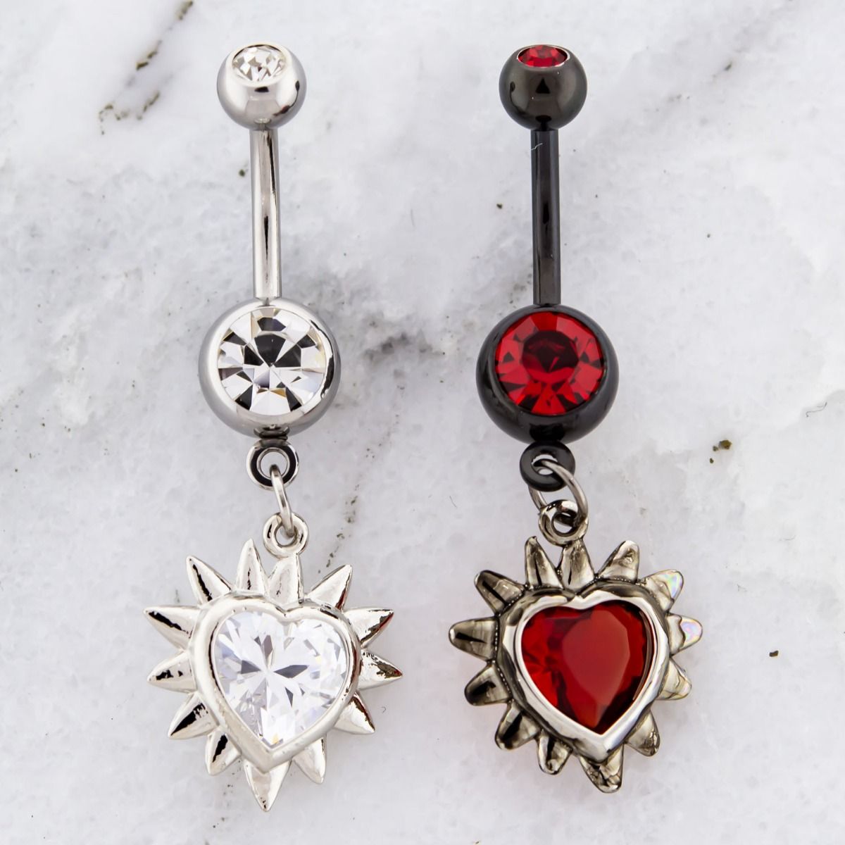 Belly Ring - No Dangle Spike Heart Navel Ring - 1 Piece -Rebel Bod-RebelBod