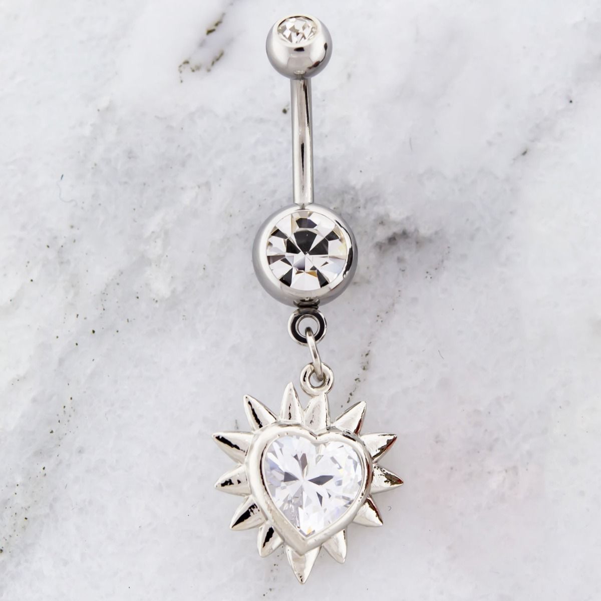 Spike Heart Dangle Belly Ring