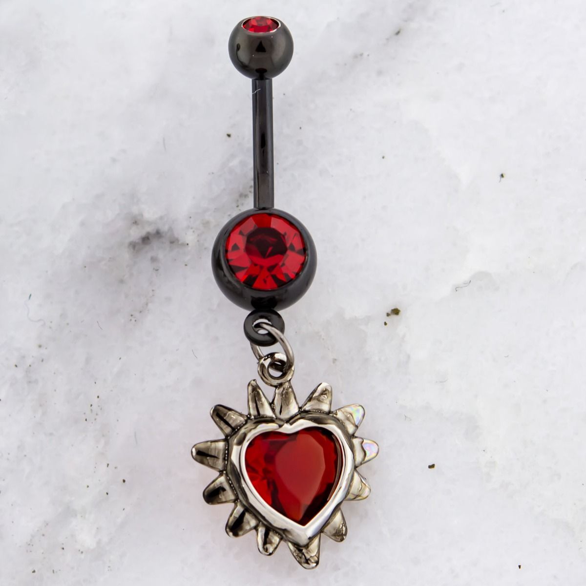 Belly Ring - No Dangle Spike Heart Navel Ring - 1 Piece -Rebel Bod-RebelBod