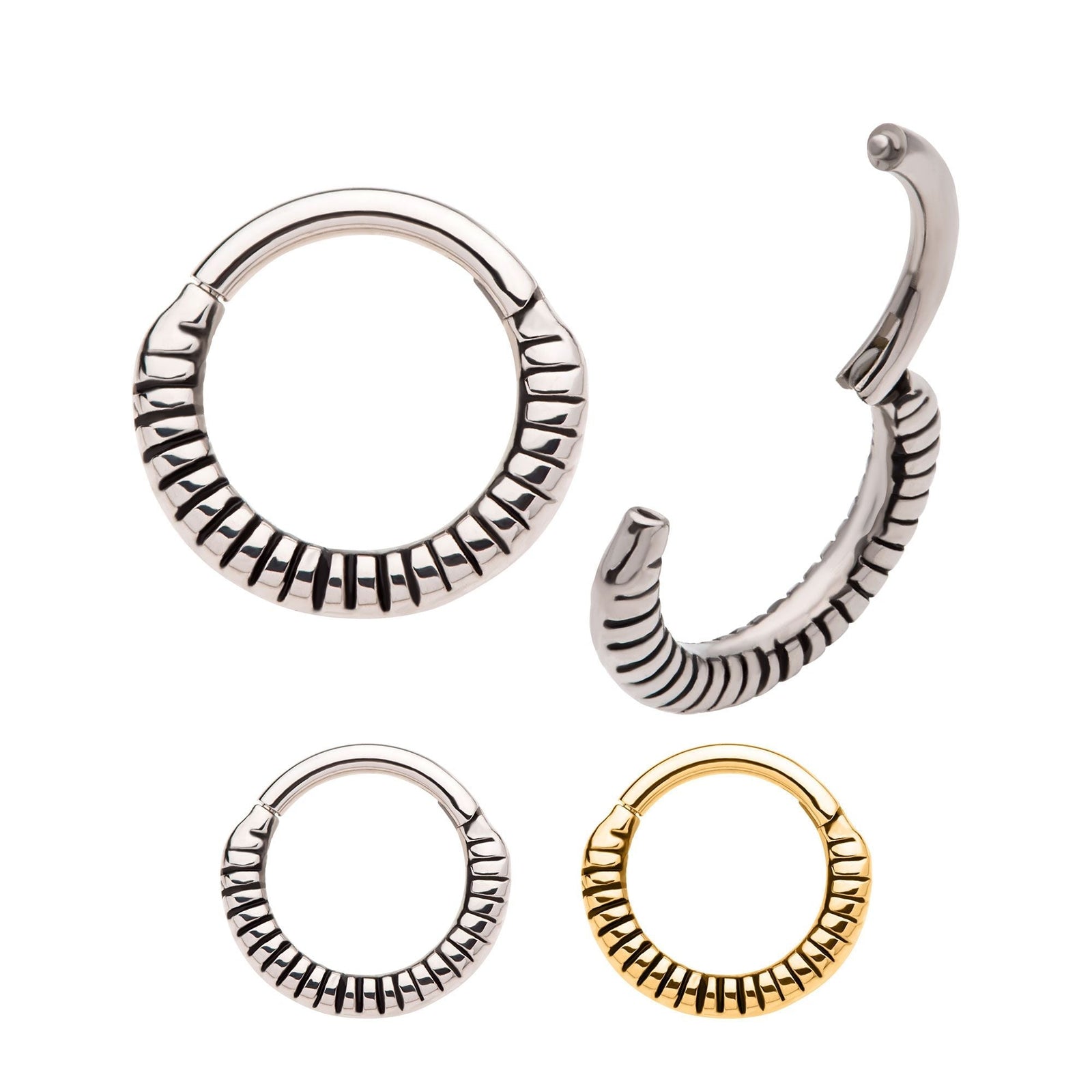 Clicker - Cartilage | Septum Spring Coil Front Facing Hinged Segment Clicker - 1 Piece -Rebel Bod-RebelBod