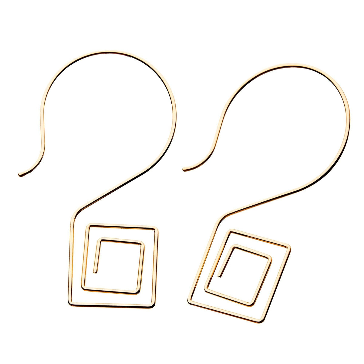 Tapers - Hanging Square Spiral Rose Gold PVD Hook Earrings -Rebel Bod-RebelBod