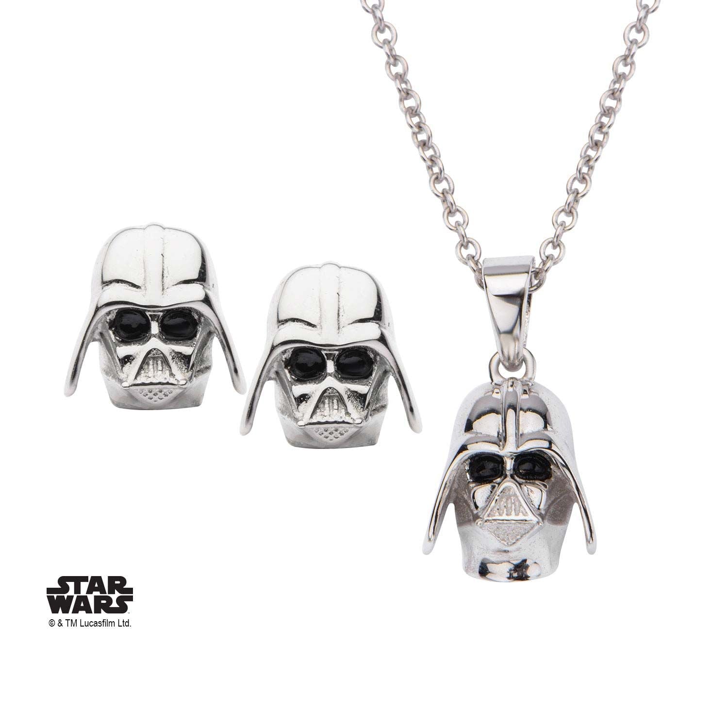 STAR WARS Star Wars 3D Darth Vader Stud Earring Pendant Necklace Set -Rebel Bod-RebelBod