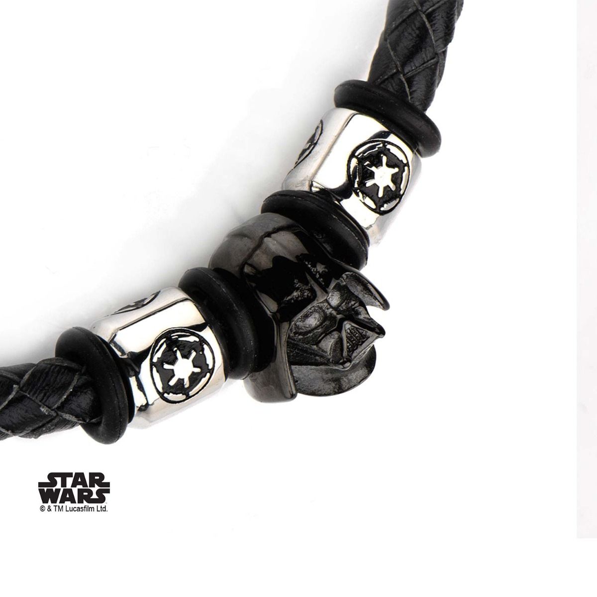 STAR WARS Star Wars Darth Vader Helmet Galactic Empire Symbol Beads Leather Bracelet -Rebel Bod-RebelBod