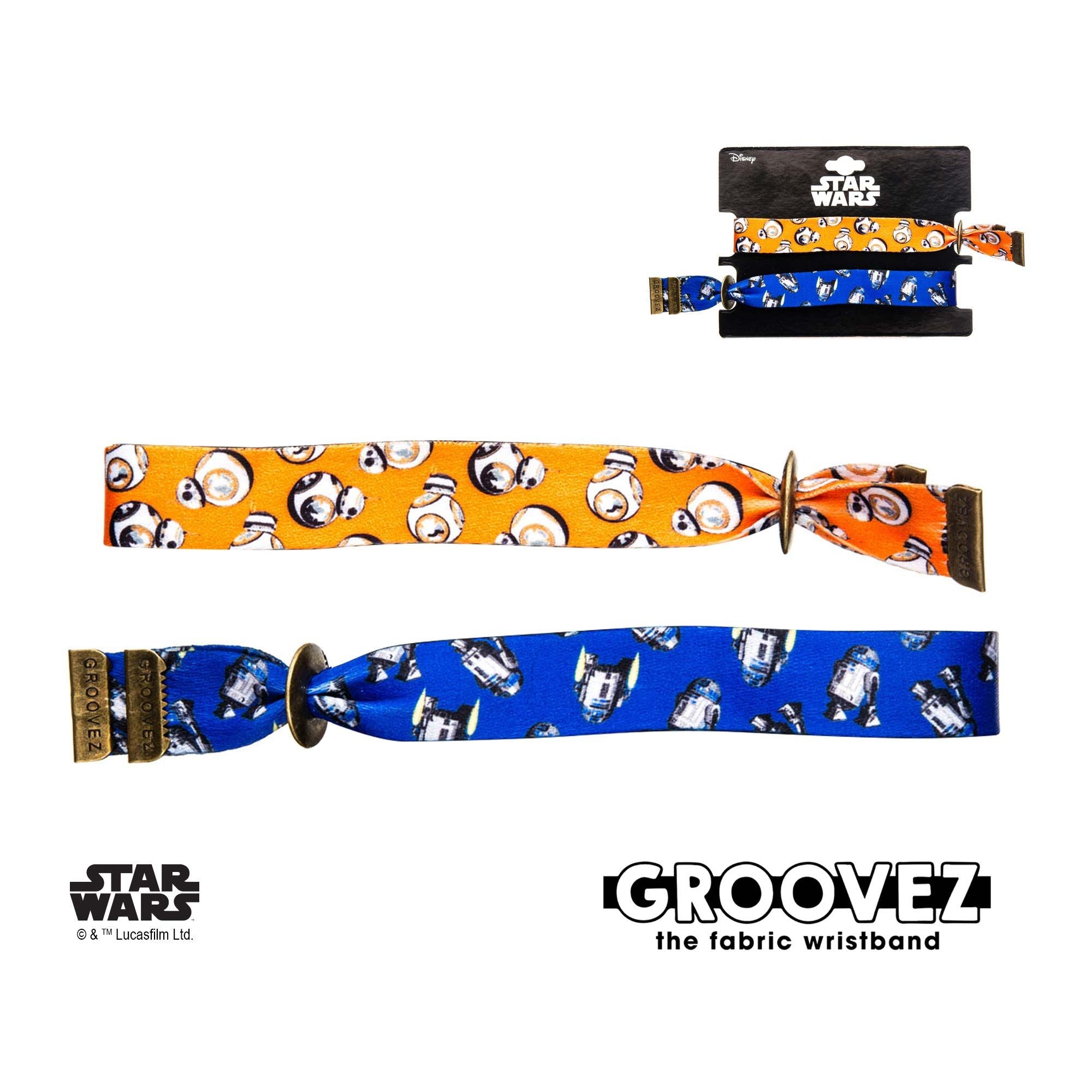 STAR WARS Star Wars Episode 8 BB-8 R2-D2 Groovez Bracelet Set -Rebel Bod-RebelBod