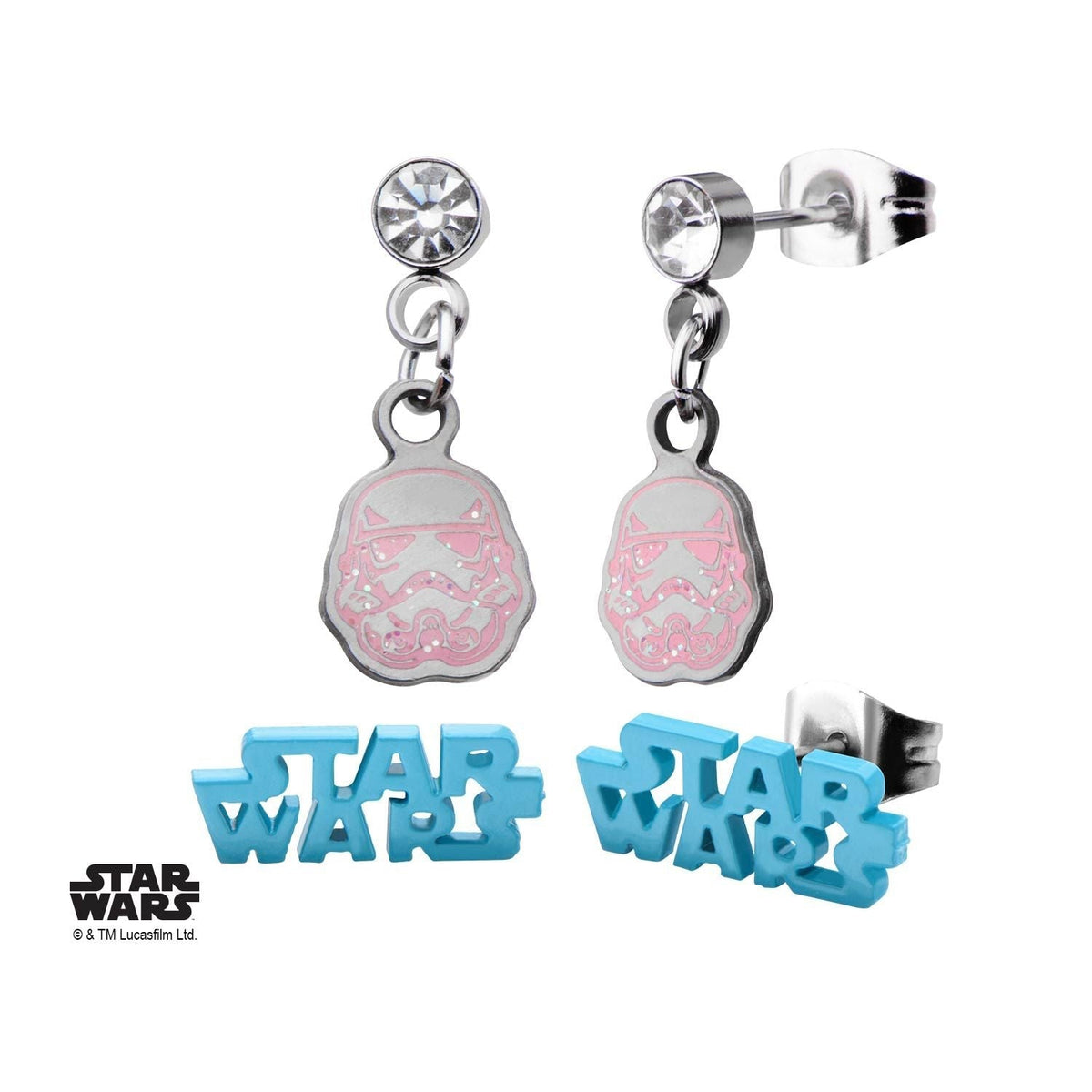 STAR WARS Star Wars Logo Pink Stormtrooper Stud Earring Set -Rebel Bod-RebelBod