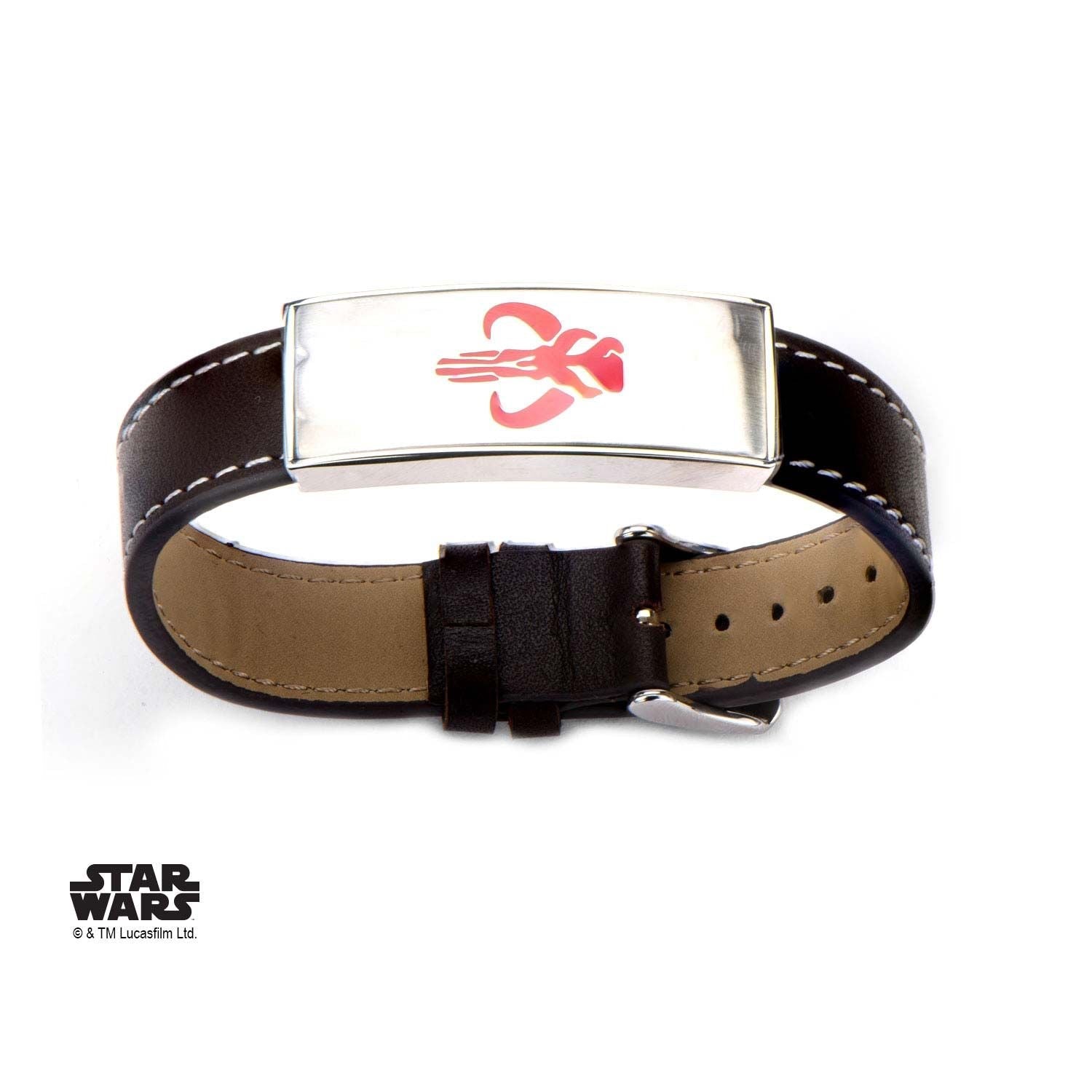 STAR WARS Star Wars Mandalorian Symbol ID Plate Brown Leather Bracelet -Rebel Bod-RebelBod