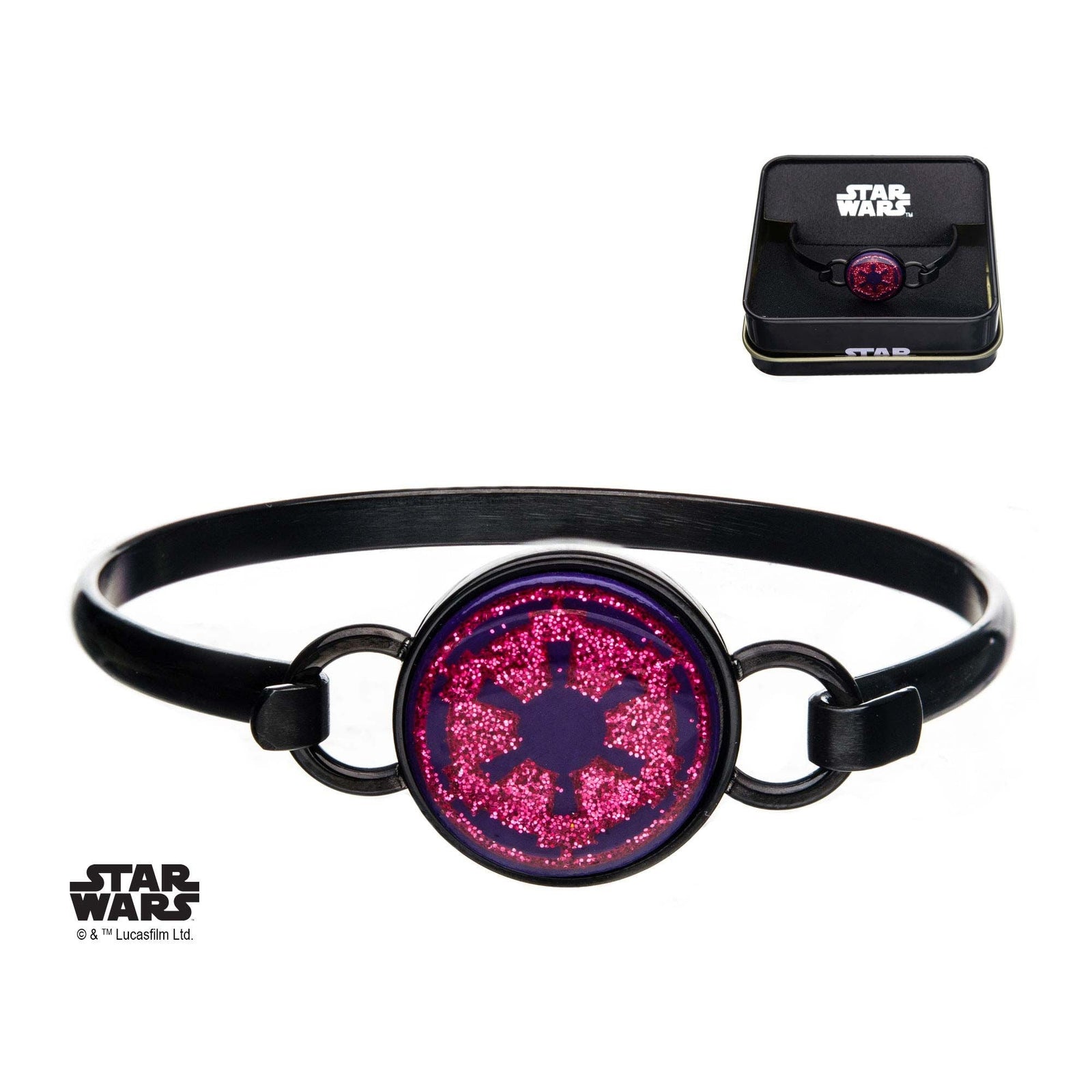 STAR WARS Star Wars Pink Imperial Symbol Black Plated Bangle Bracelet -Rebel Bod-RebelBod