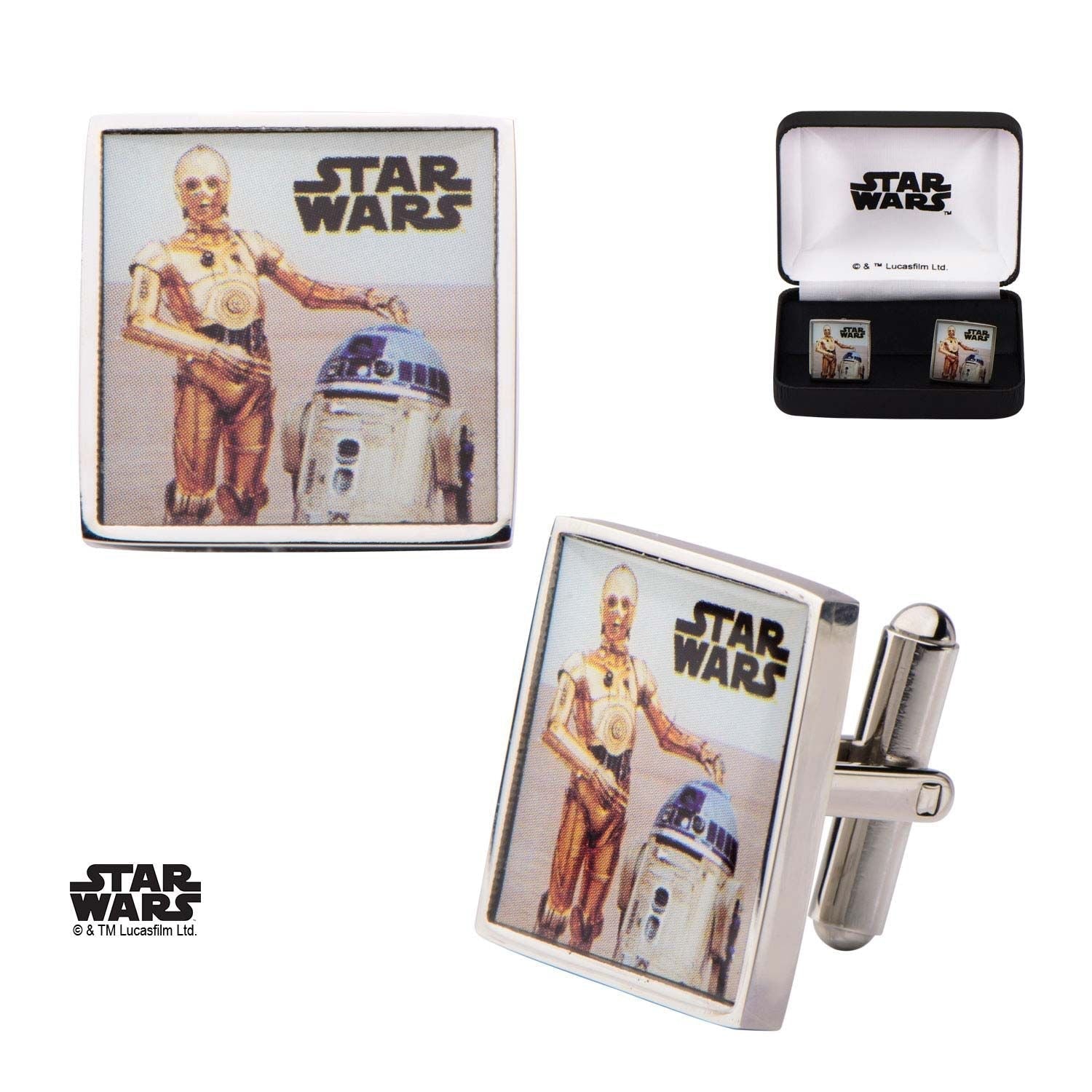 STAR WARS Star Wars R2-D2 C-3PO Printed Square Cufflinks -Rebel Bod-RebelBod