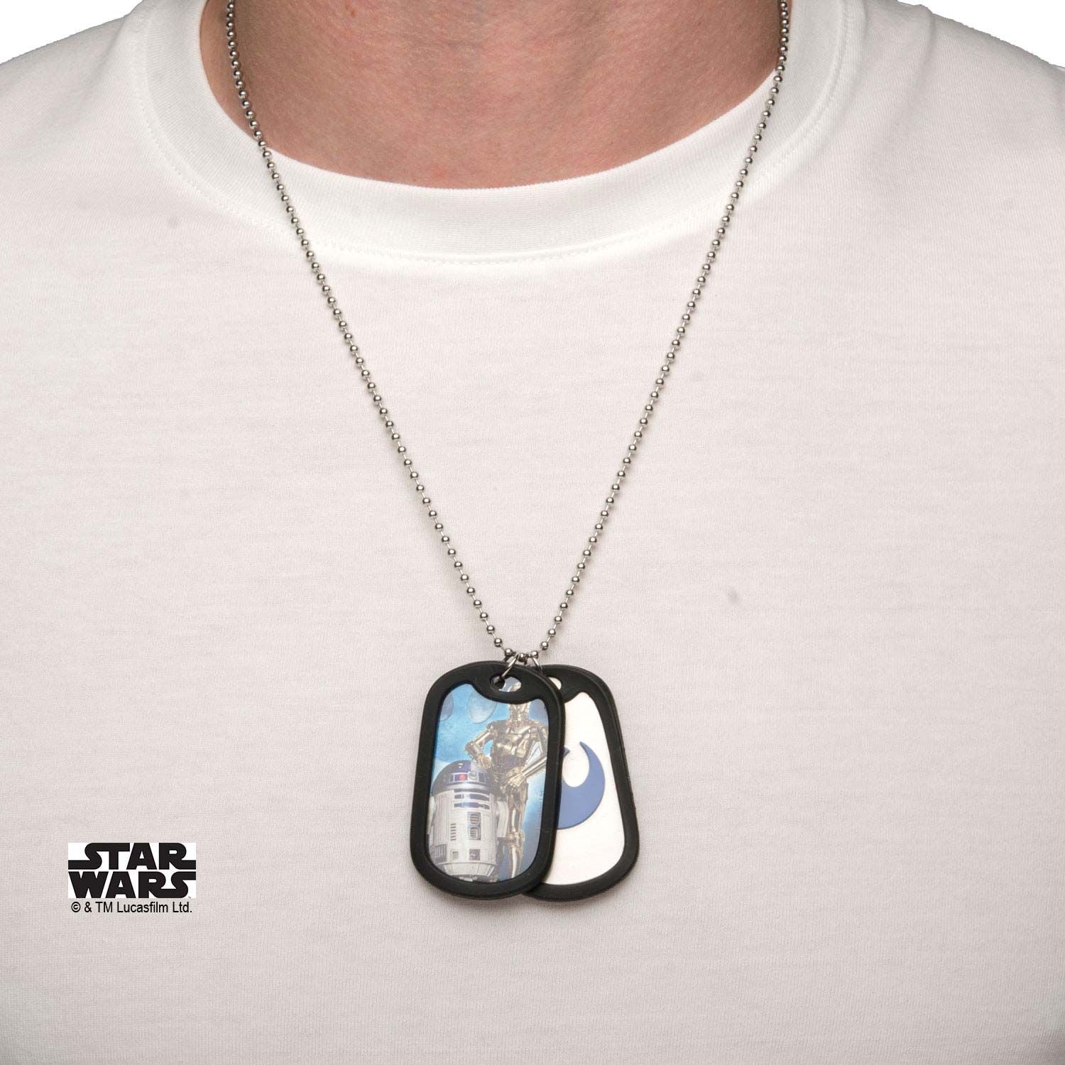 STAR WARS Star Wars R2-D2 C-3PO Rubber Silencer Double Dog Tag Pendant Necklace -Rebel Bod-RebelBod