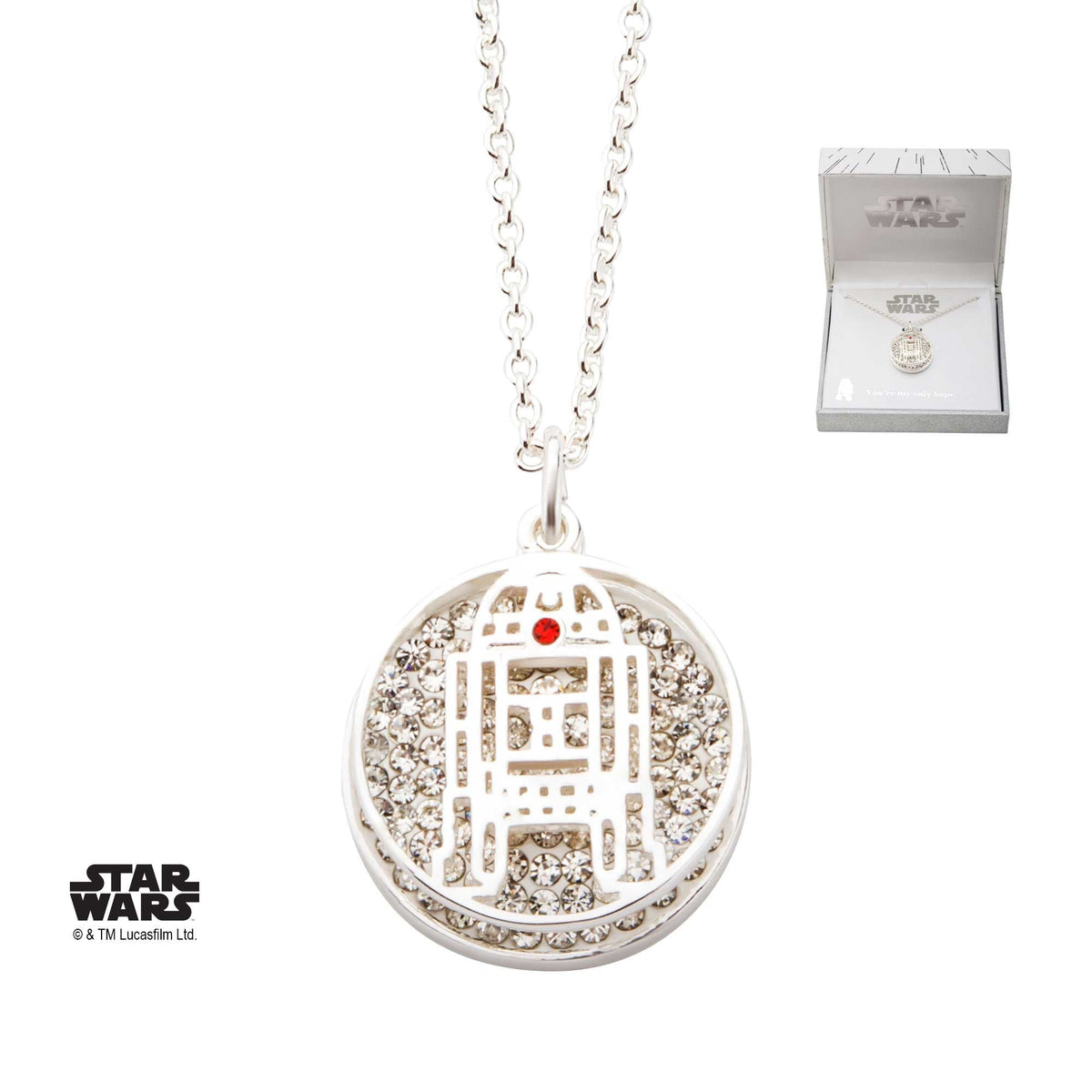 STAR WARS Star Wars R2-D2 Clear Gem Pendant Necklace -Rebel Bod-RebelBod