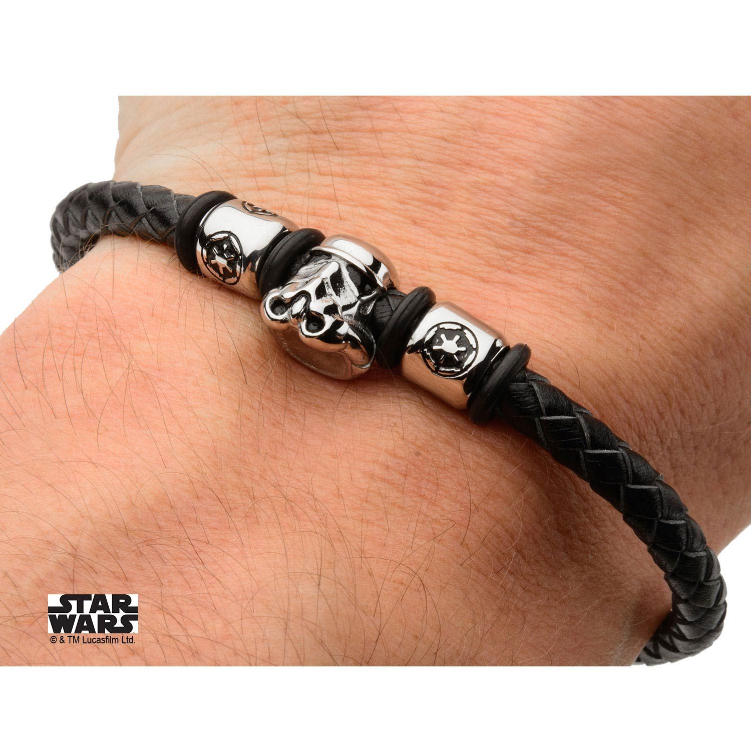 STAR WARS Star Wars Stormtrooper Galactic Empire Symbol Bead Charm Leather Bracelet -Rebel Bod-RebelBod