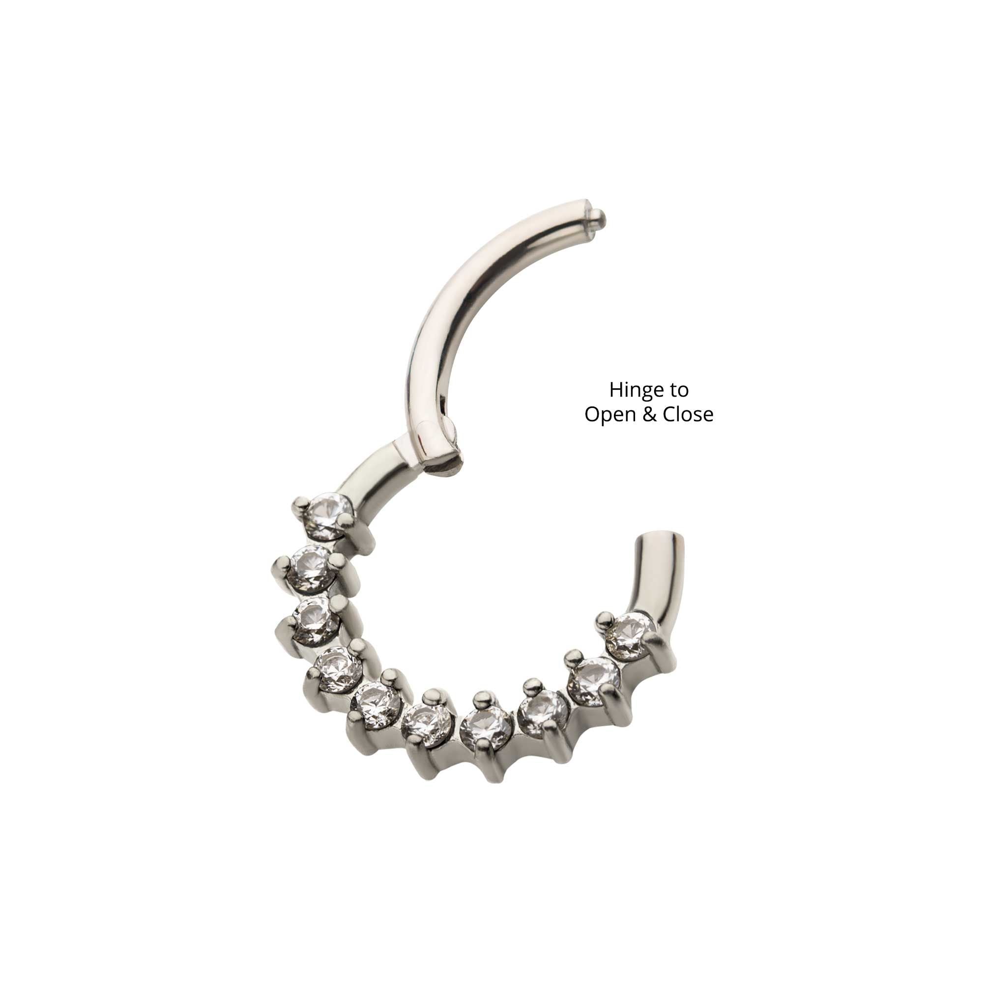 Clicker - Cartilage | Septum Steel 10 Prong Set Clear CZ Hinged Segment Clicker - 1 Piece -Rebel Bod-RebelBod