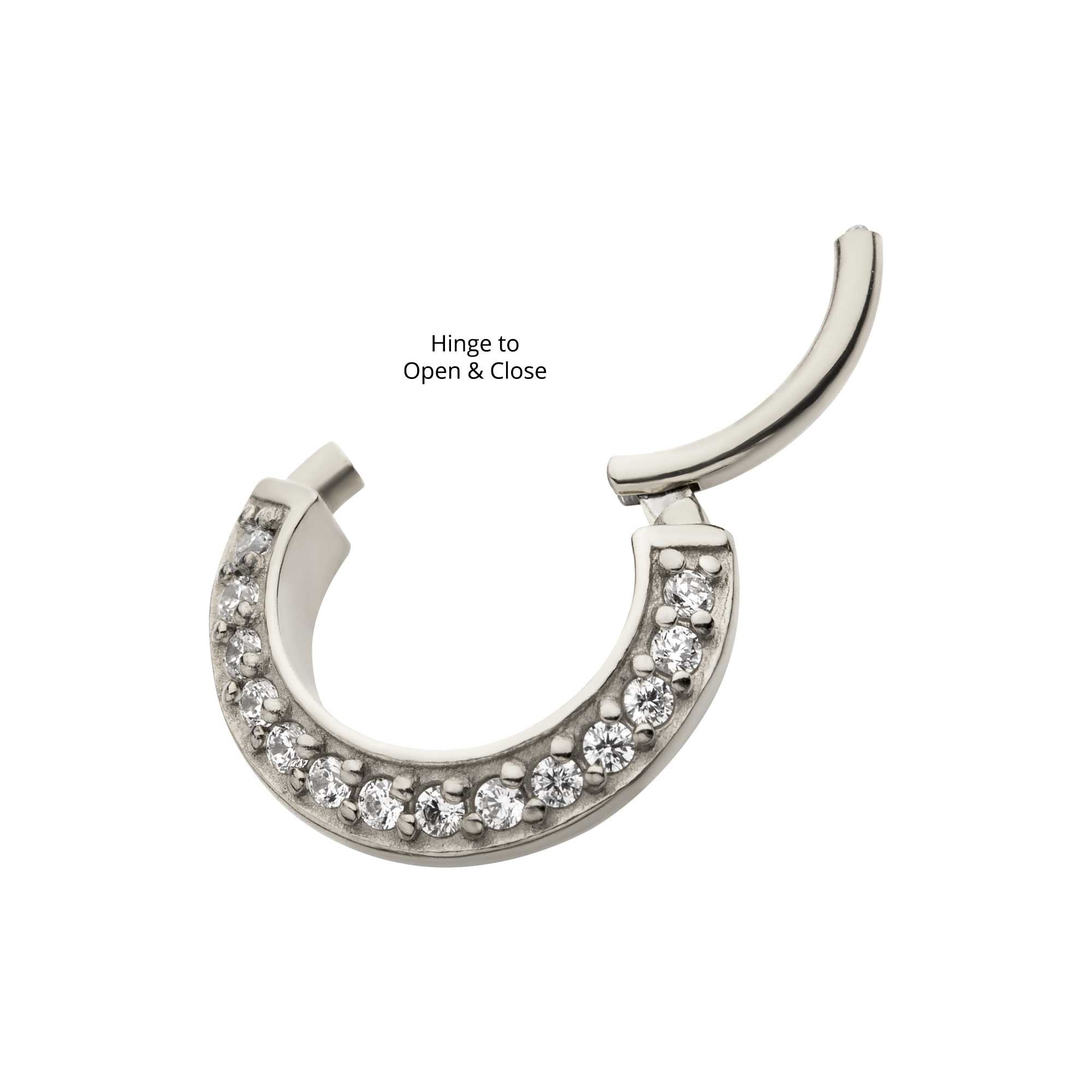 Clicker - Cartilage | Septum Steel 14 Prong Set Clear CZ Hinged Segment Clicker - 1 Piece -Rebel Bod-RebelBod