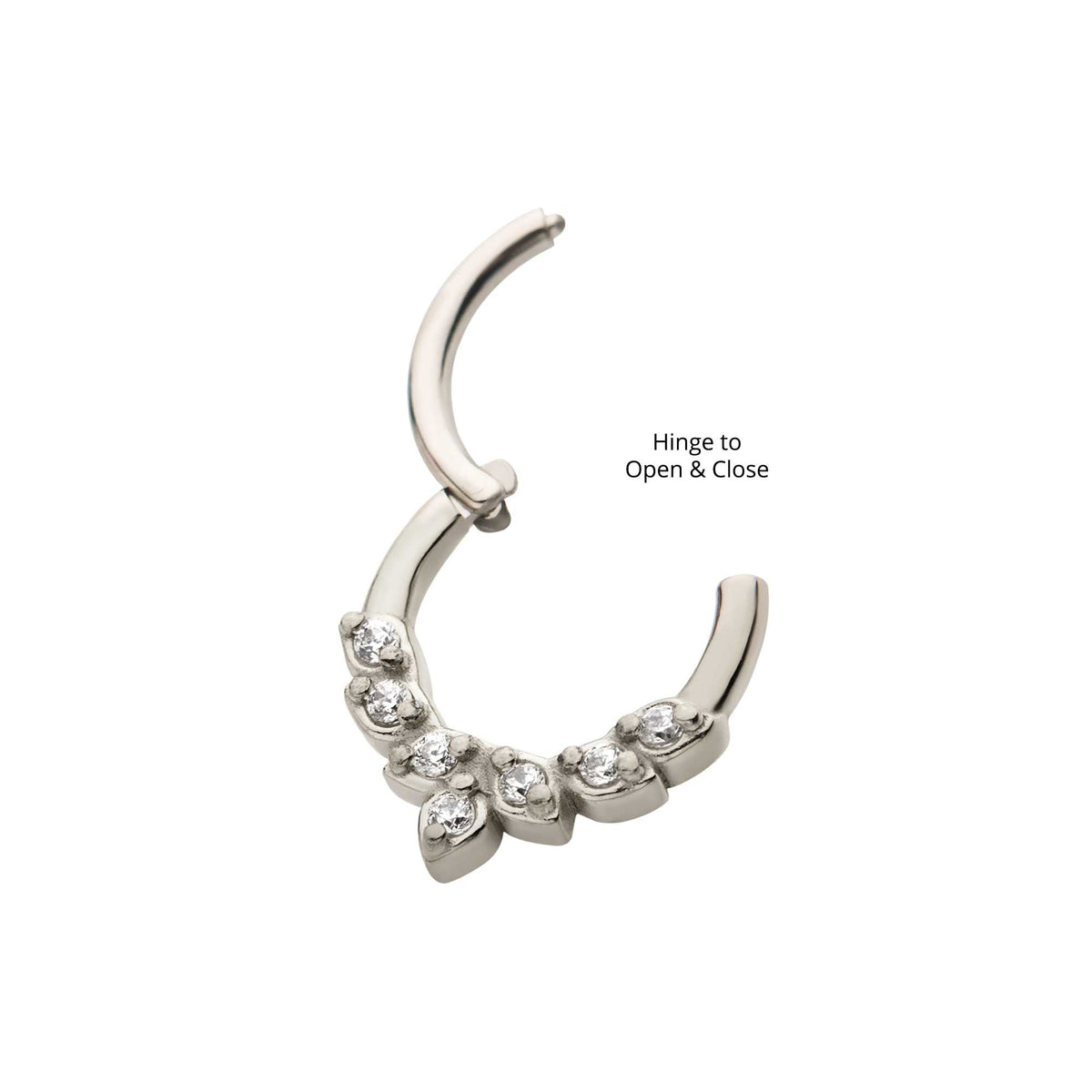 Clicker - Cartilage | Septum Steel 7 Prong Set Clear CZ Hinged Segment Clicker - 1 Piece -Rebel Bod-RebelBod