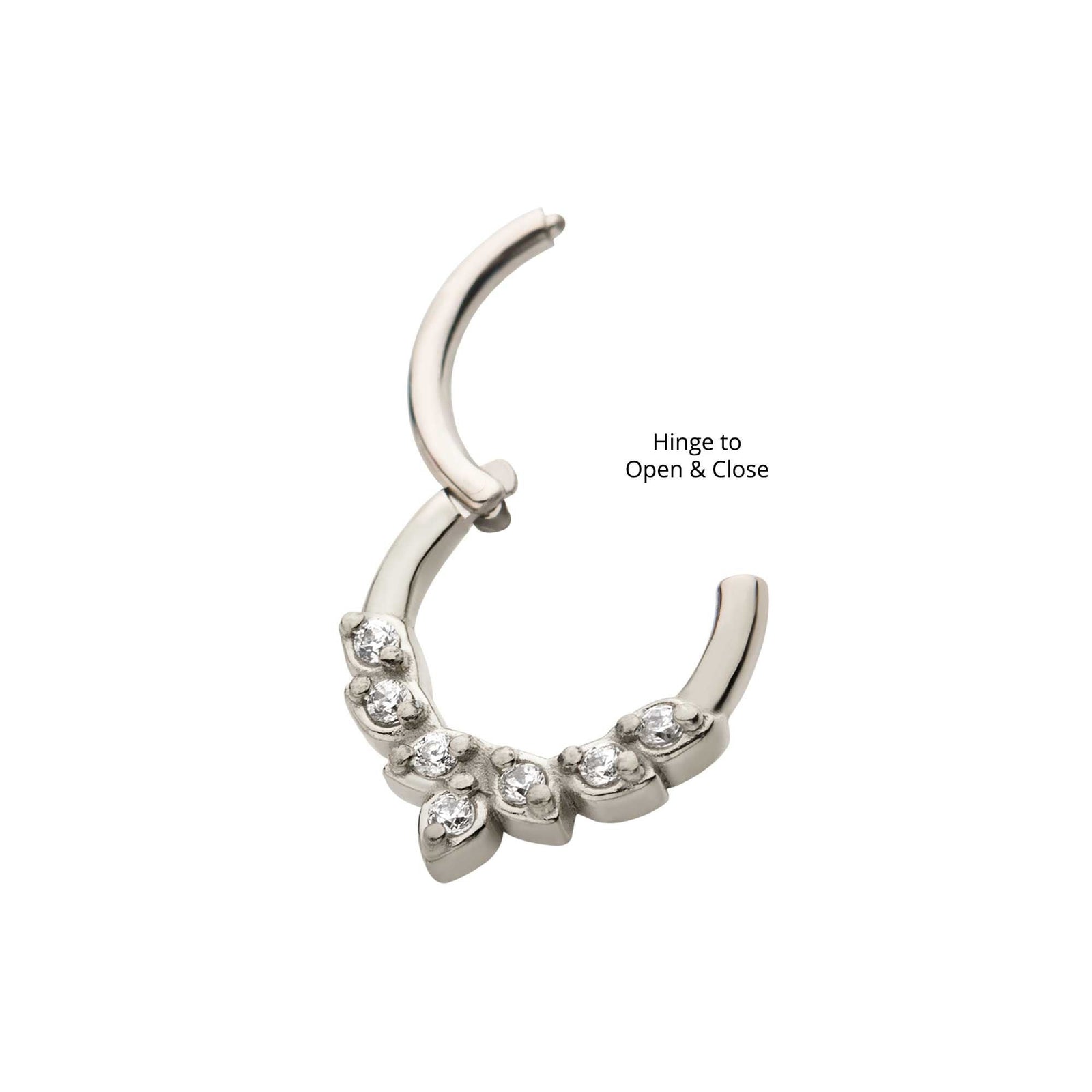 Clicker - Cartilage | Septum Steel 7 Prong Set Clear CZ Hinged Segment Clicker - 1 Piece -Rebel Bod-RebelBod