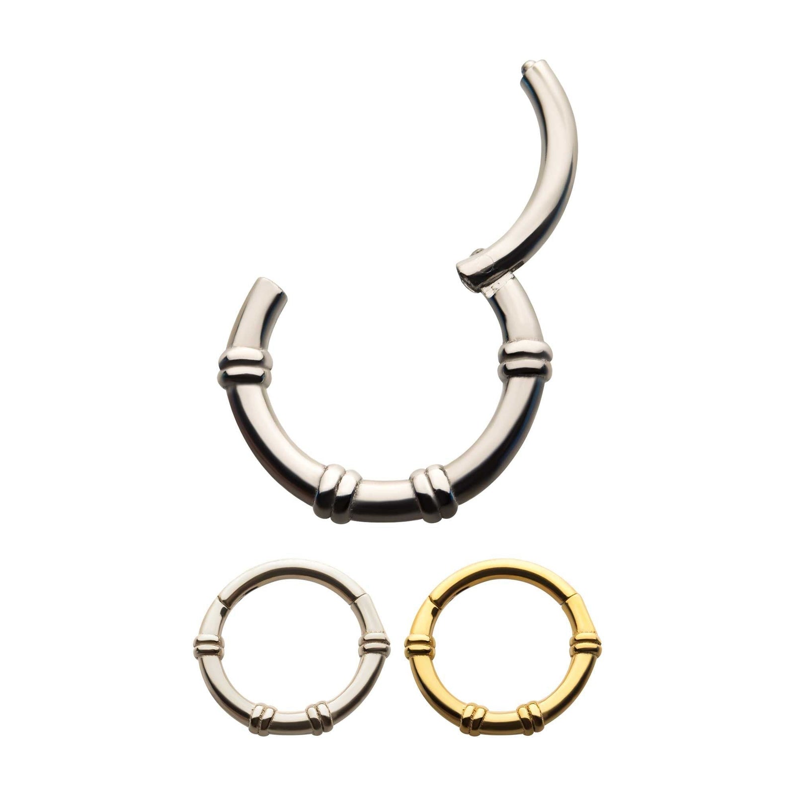 Clicker - Cartilage | Septum Steel Bali Hoop Front Facing Hinged Segment Clicker - 1 Piece -Rebel Bod-RebelBod