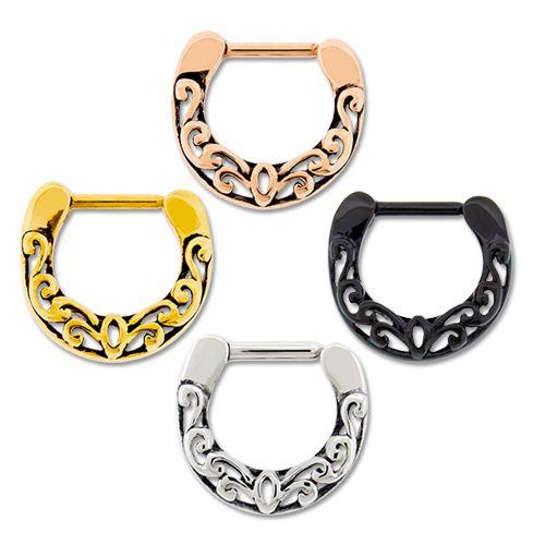 SEAMLESS CLICKER Steel Cast Filigree Septum Clicker - 1 Piece -Rebel Bod-RebelBod