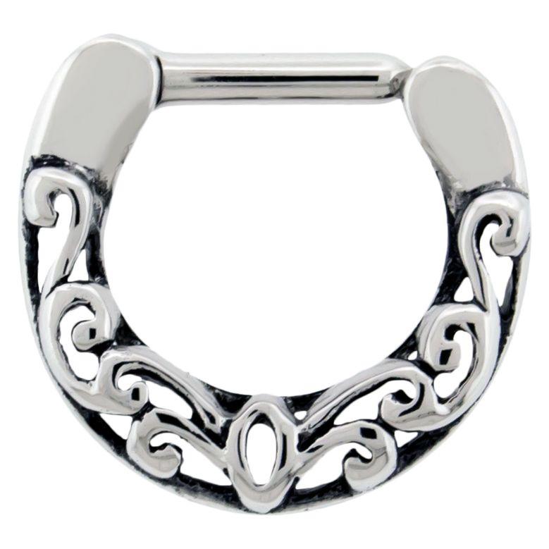 SEAMLESS CLICKER Steel Cast Filigree Septum Clicker - 1 Piece -Rebel Bod-RebelBod