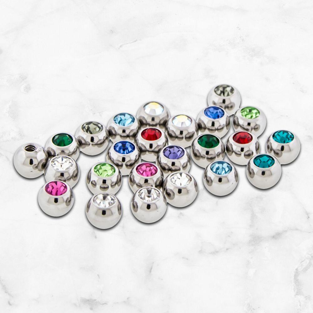 Body Jewelry Parts Steel Externally Threaded Gem Ball Assortments - 1 Piece -Rebel Bod-RebelBod